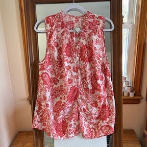 G. K. Bass Floral Orange and White Women's Top XL